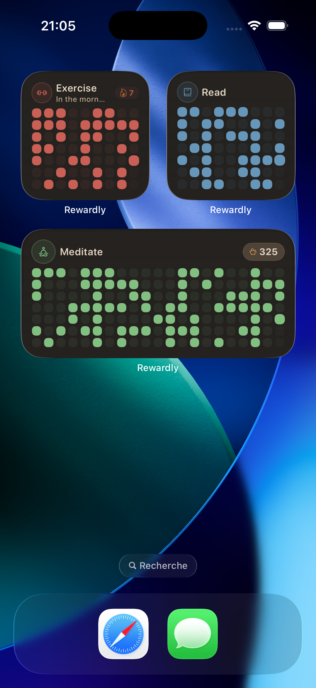 iOS home screen widgets with habit heatmaps